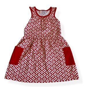 Hanna Andersson So Breezy Red Floral Print Pocket Tank Dress 110cm